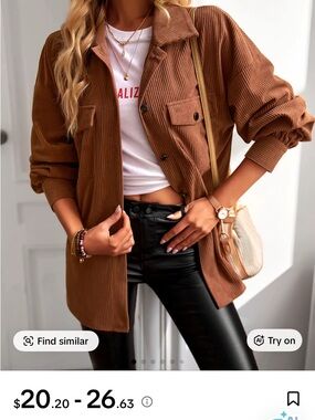 Women’s Corduroy Button-Front Jacket in Brown